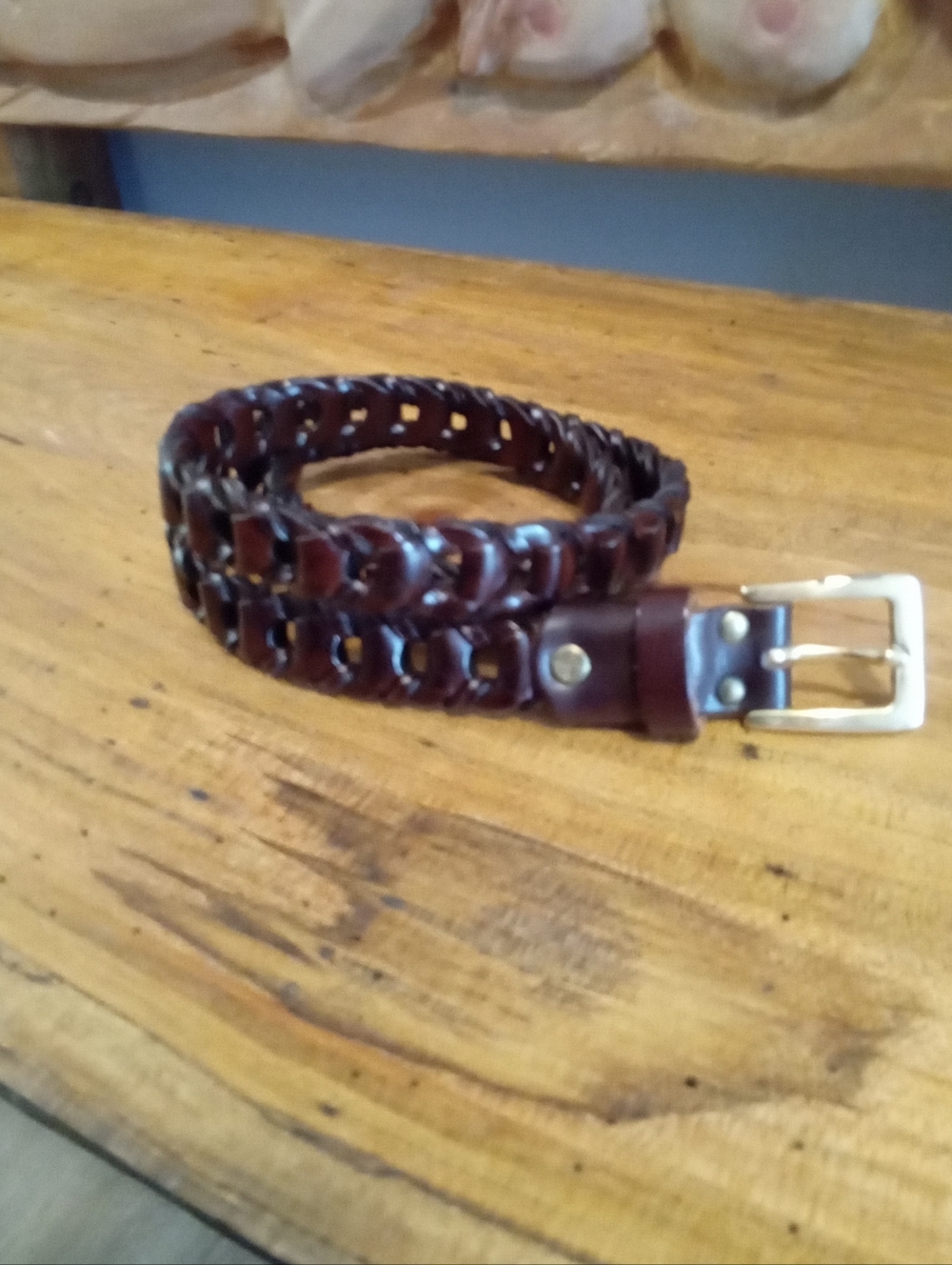 Vintage Mario Doni Classic Hand Woven Brown Leather Belt Size 32"-36"